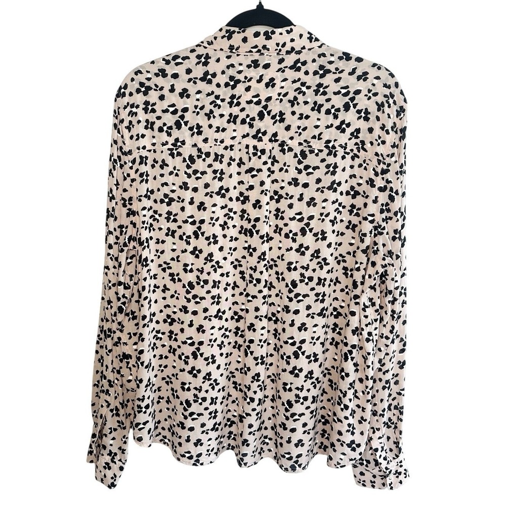RAILS Anna Rose Floral Cheetah Blouse L Large Pink Black Rayon Button Up Shirt - Picture 8 of 16